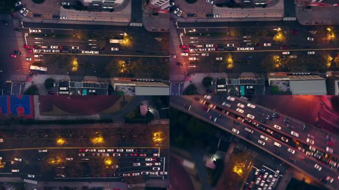 城市拥堵道路航拍平移交通
