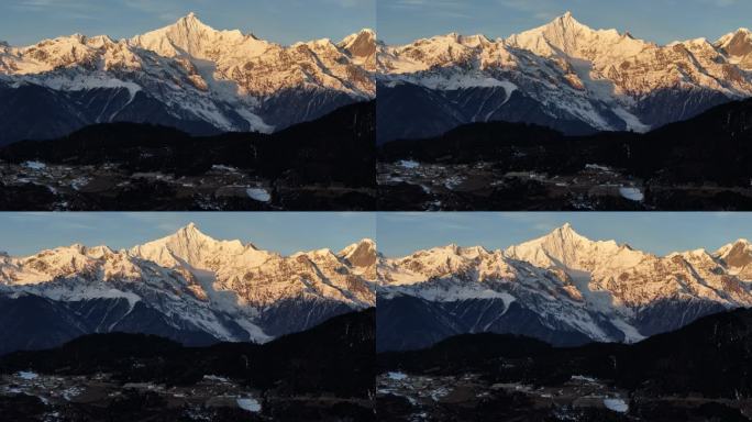 梅里雪山日照金山航拍素材