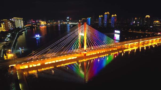 吉林市临江门大桥夜景航拍