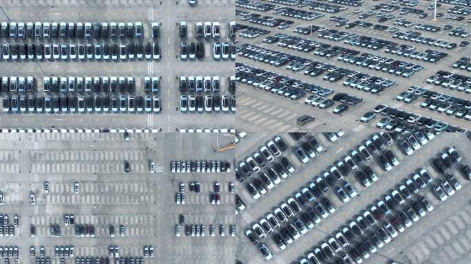 2024航拍新能源汽车生产密集的停车场