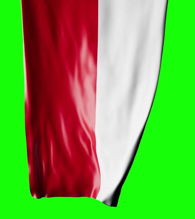 波兰国旗卷成圆柱形，在旋转时展开并起伏