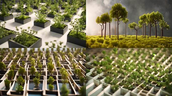 4K绿色树苗抽象艺术神秘梦境幻境创意概念
