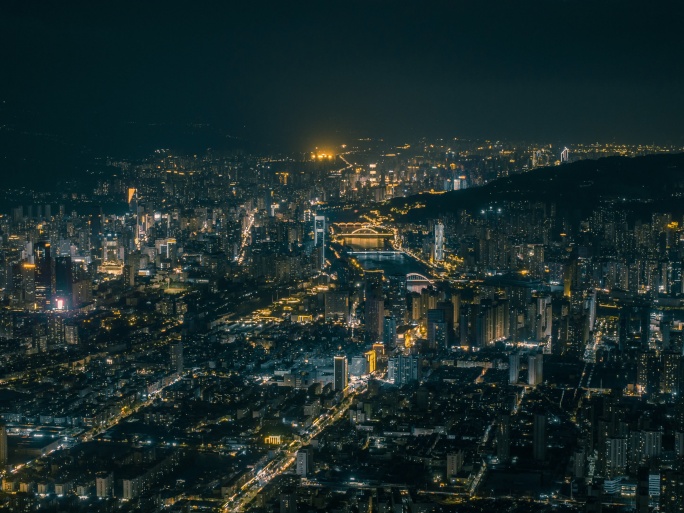 兰州城市夜景航拍延时