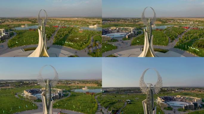 塔什干市新乌兹别克斯坦公园的人鸟纪念碑