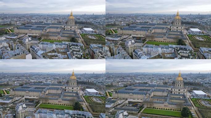 荣军院的壮丽景色，巴黎城市景观，法国。空中宰