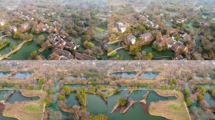 浙江杭州西溪湿地航拍空镜