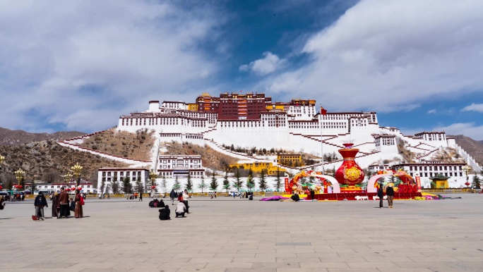 西藏拉萨布达拉宫大范围延时摄影7k