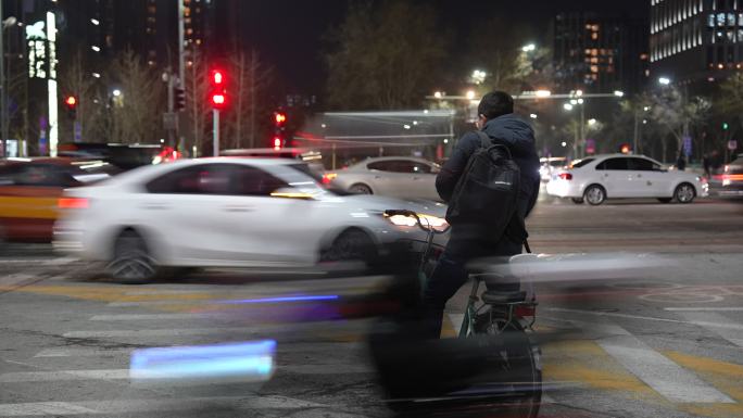 路边 冬日慢门 车水马龙 马路边车流