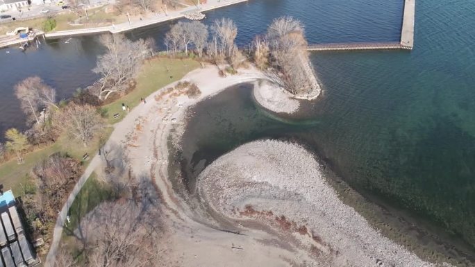 空中勃朗特海滩公园和渔夫湾，奥克维尔，加拿大