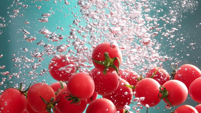 果蔬 小番茄 圣女果 小柿子入水实拍升格
