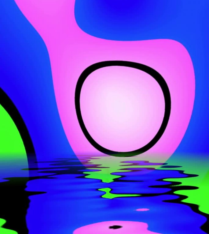 迷幻动画运动图形反映在水垂直视频