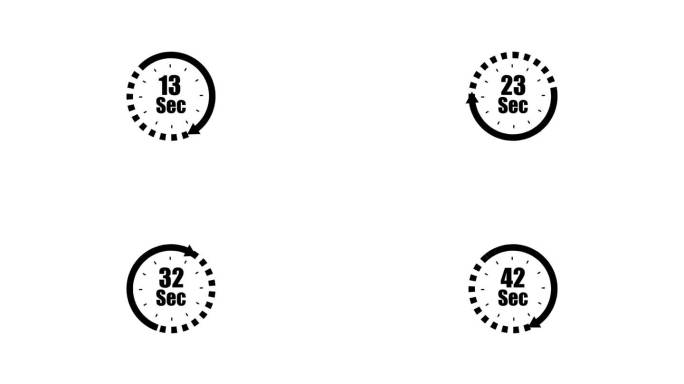 时钟倒计时图标在平面风格。时间计时器动画在白色孤立的背景。s_29