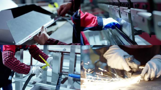 现代工厂工人忙碌焊接制造业