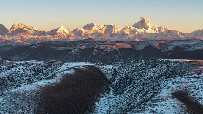 贡嘎雪山日落4K