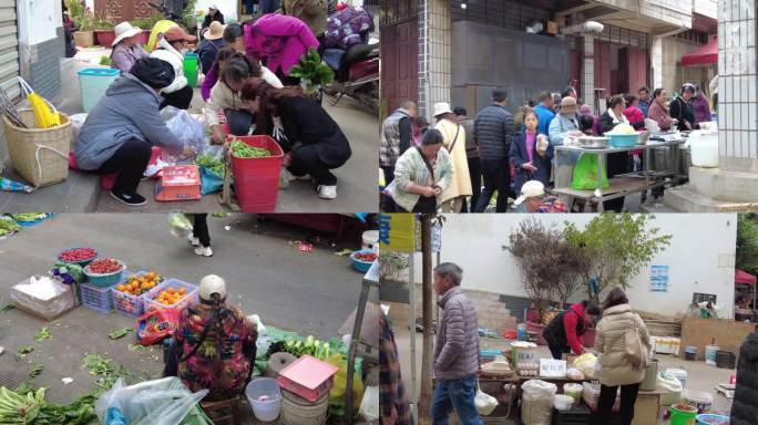 菜市场农贸市场赶集赶街买菜集市早街农村