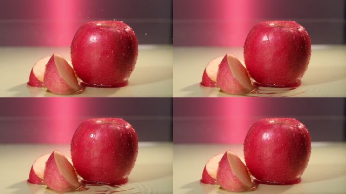 水果 水滴落到苹果上 高清实拍 升格
