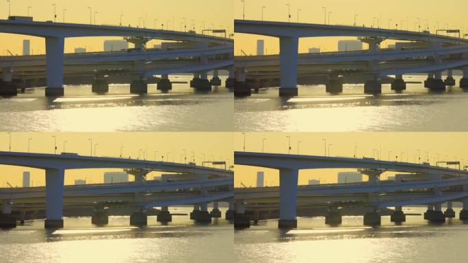 东京海湾地区的建筑和高速公路