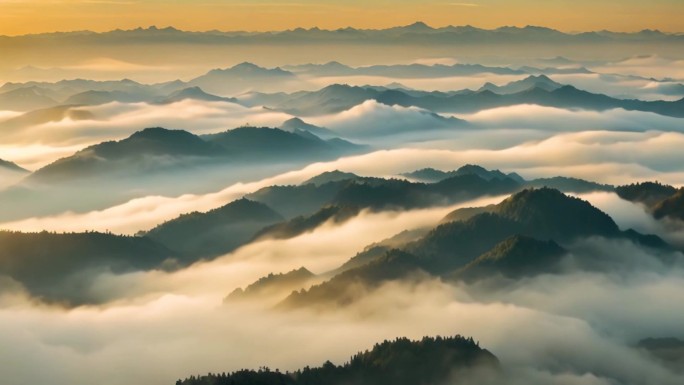 云雾大山云海山川森林云大山风景云海