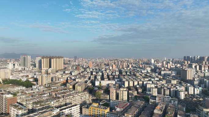 普宁市航拍广东省揭阳市城镇建筑风光住宅区