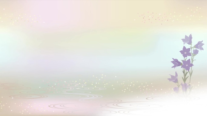 日式背景。插图苍白的背景与流水图案和风铃花