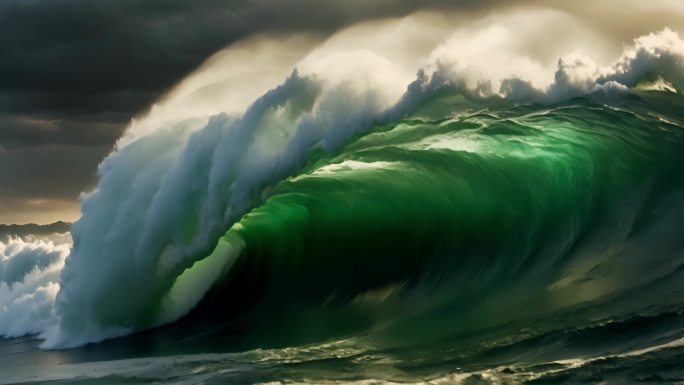 绿色海洋巨浪