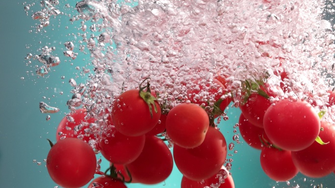 果蔬 小番茄 圣女果 小柿子入水实拍升格
