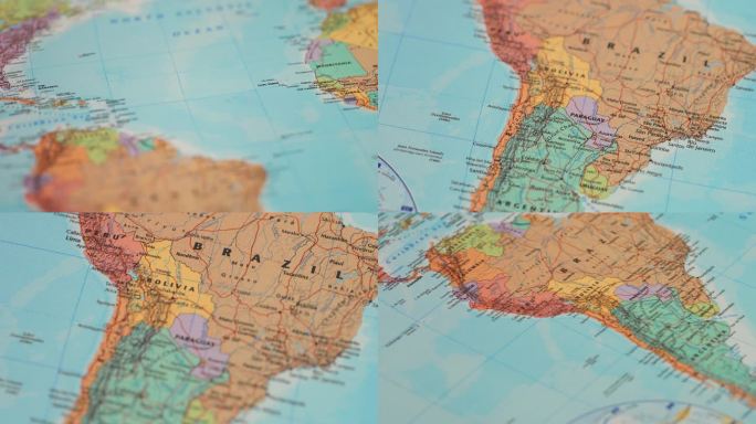 世界地图南美洲大陆写意升格空镜