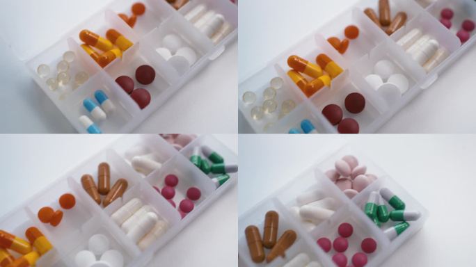 微距镜头的药物剂量，放在每周药盒，药品