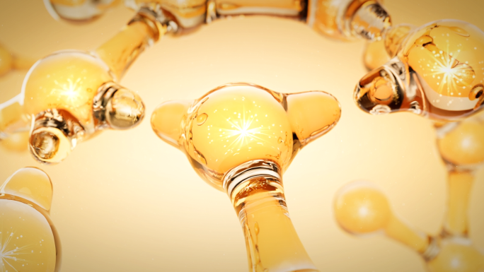 金色水精华融合玻尿酸水珠细胞分子