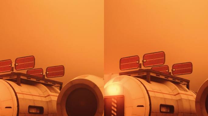 带着昂贵的科学设备参观火星上的未来太空基地前哨。周围是红色的石头和沙子