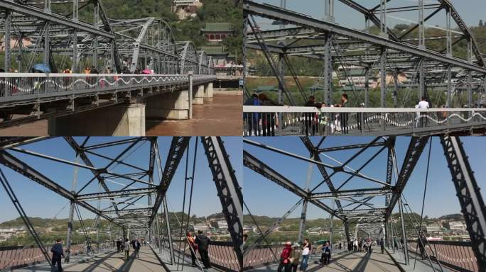 甘肃 兰州 黄河第一桥 中山桥 桥上游客