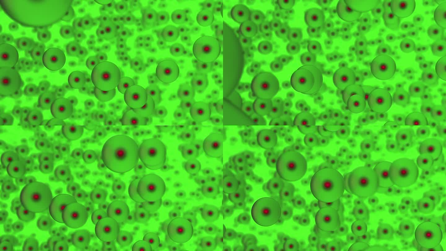 绿色背景中的浮动细胞