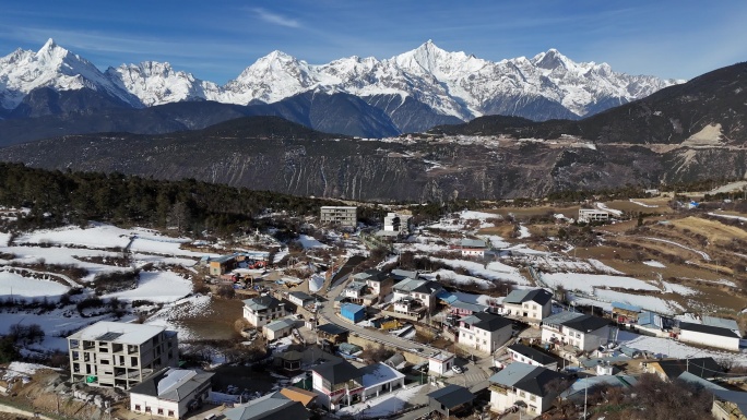 梅里雪山航拍风景素材