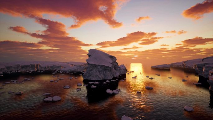 南北极冰川日出延时