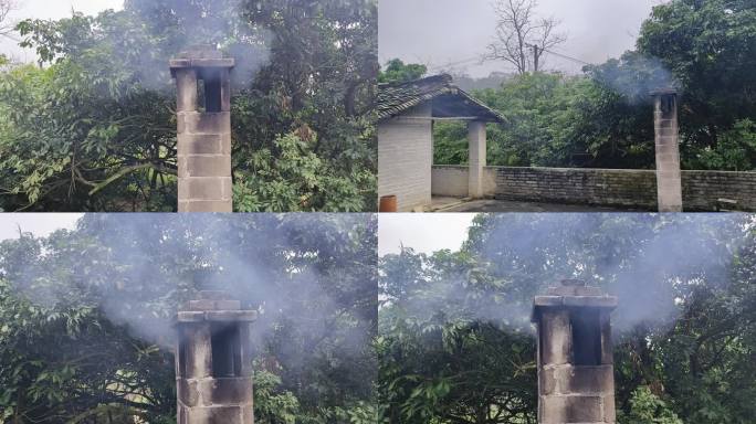 桂南农村烟囱炊烟袅袅农村做饭农村生活烟囱
