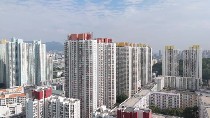 香港公寓鸟瞰图中国香港住宅区地标高楼大厦