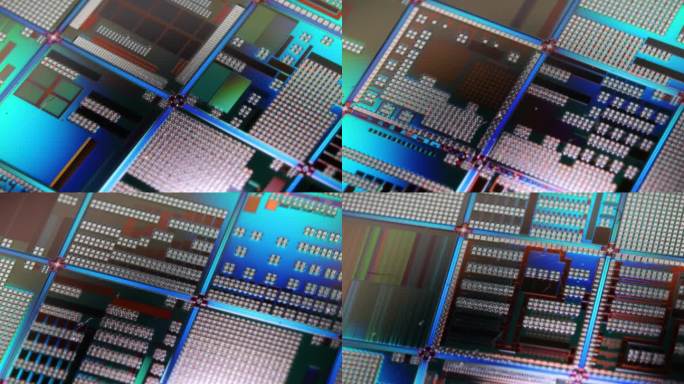 硅半导体晶圆片特写。在电子学中，晶圆片(wafer)也称为片(slice)或基板(substrate