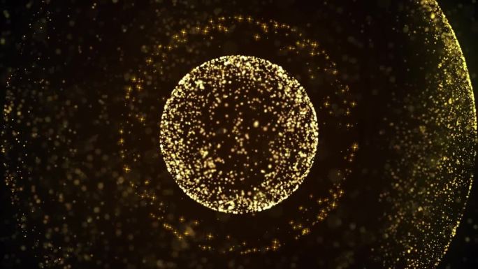 未来主义抽象火焰发光球，球体的点和粒子闪耀着神奇的能量在黑色的背景。抽象的背景。屏幕保护程序，3d渲