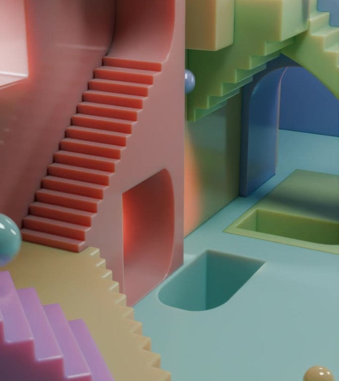 滑球楼梯循环3D动画