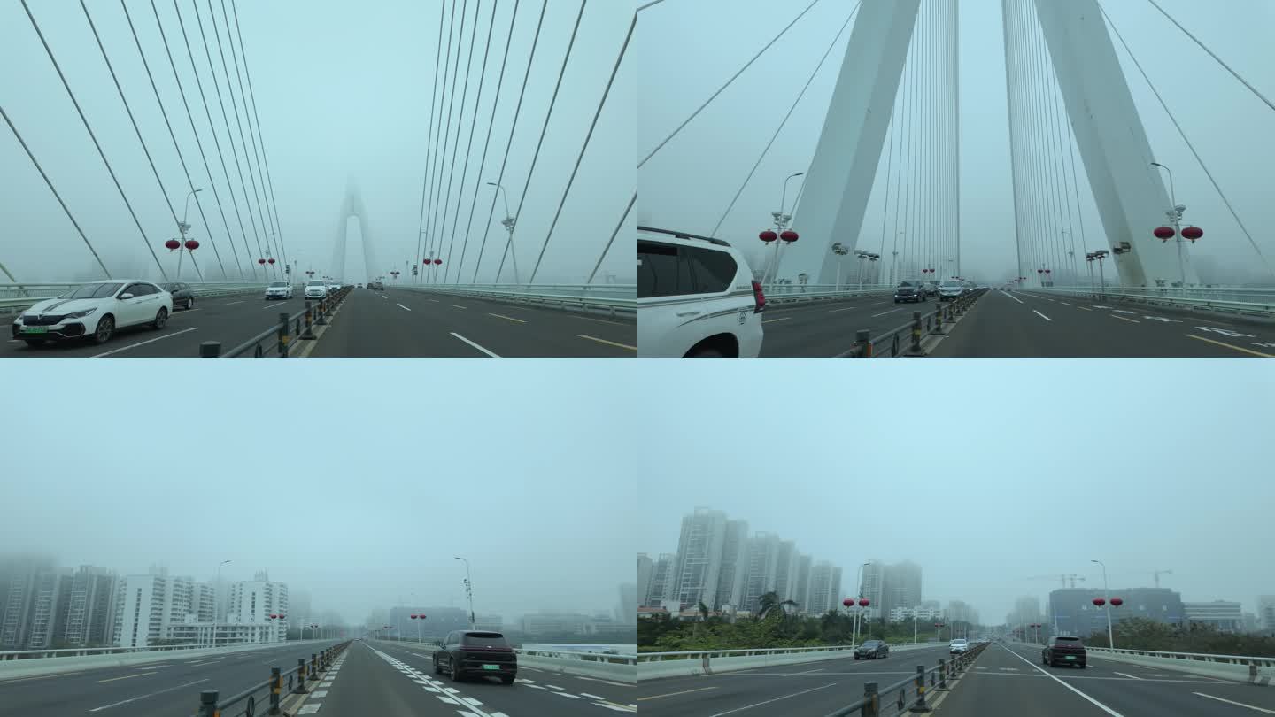 大雾天世纪大桥开车
