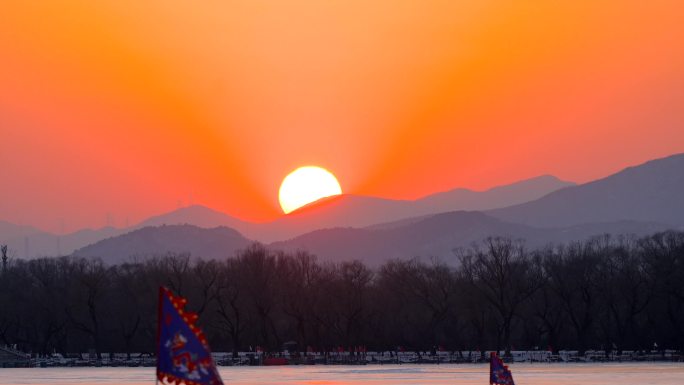 升格拍摄北京颐和园冬季夕阳