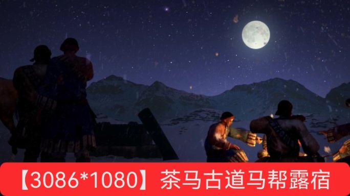 茶马古道_马帮马队篝火风雪露宿