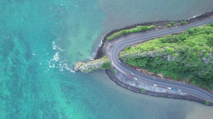 毛里求斯绝美风景，沿海公路，碧蓝大海