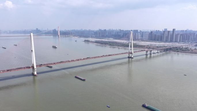 武汉白沙洲大桥航拍延时一组