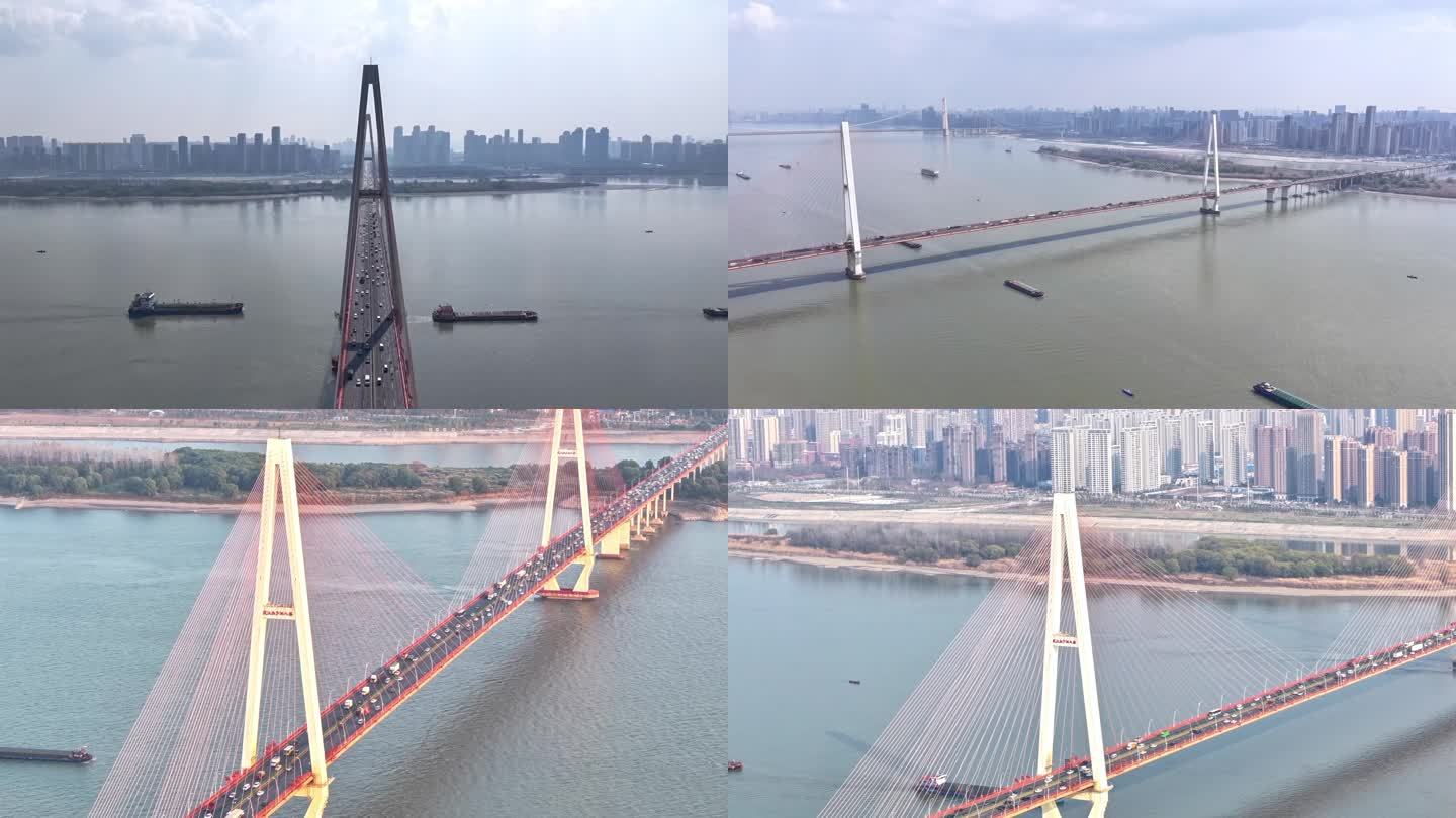 武汉白沙洲大桥航拍延时一组