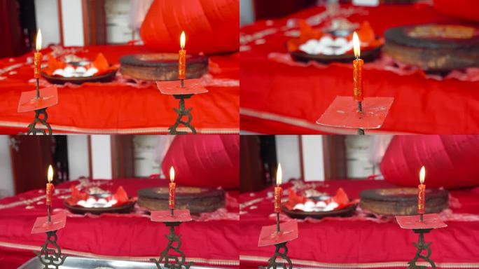 燃烧的红色蜡烛烛火
