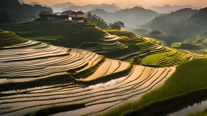 【合集】梯田稻田粮食风光美景风景