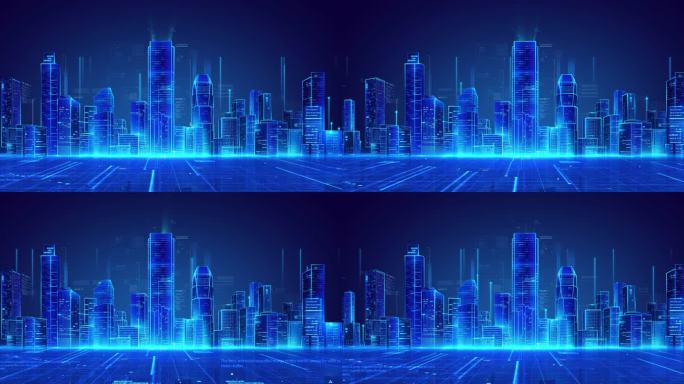 【4k】蓝色科技城市循环背景