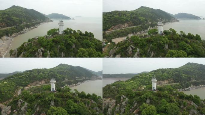 鸟瞰位于半岛西南端，四面环海的粉寮角灯塔