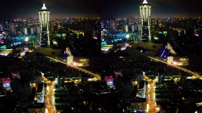 杭州市区西湖文化广场夜景视频素材44